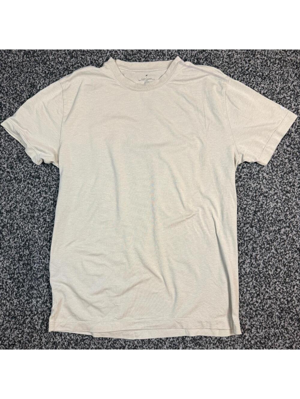Fabletics 24-7 Tee Men's S Beige Stone Cotton Modal Relaxed Fit